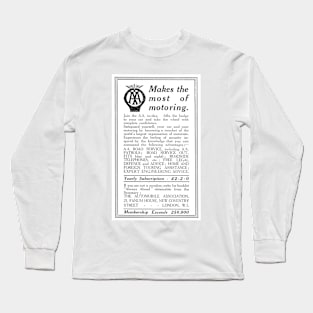 The Automobile Association - Breakdown Cover - 1927 Vintage Advert Long Sleeve T-Shirt